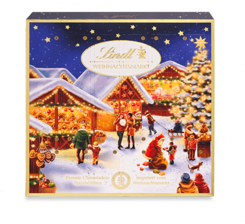 Lindt Адвент-календарь 2025 "Рождественская ярмарка", 24 конфеты, 19 х 19 см, 230 г, 2 штуки