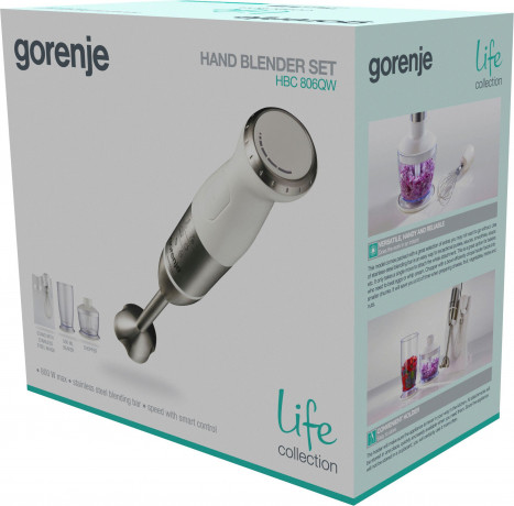 GORENJE GORENJE Stabmixer HBC 806 QW, 800 W, 800 Watt Leistung Ручной блендер GORENJE HBC 806 QW, 800 Вт, мощность 800 Вт