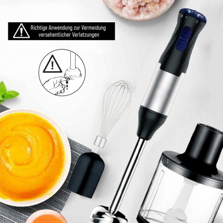 CALIYO CALIYO Stabmixer Stabmixer Set,4 in 1 Stabmixer, 1000 Watt mit 5 Geschwindigkeiten Einstellbar Purierstab Edelstahl Ручной блендер CALIYO, набор ручных блендеров, ручной блендер 4 в 1, мощность 1000 Вт, 5 скоростей, регулируемый очищающий стержень