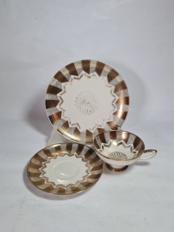 Чайное трио винтажное Winterling Roslau Bavaria / 20er с золотистым декором, фарфор, Германия, 1960-70гг.