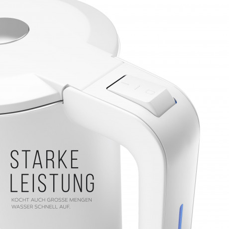 Balter Balter Wasserkocher WK-4, Edelstahl, 1,7 Liter, Doppelwand Design, BPA frei, LED, weiss  Чайник Balter WK-4, нержавеющая сталь, 1,7 литра, конструкция с двойными стенками, без BPA, светодиод, белый