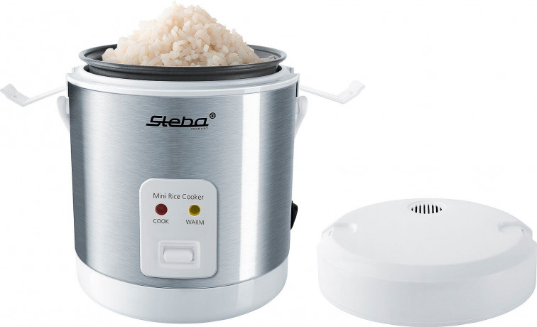 Steba Steba Reiskocher RK 4M, Mini Reiskocher, Edelstahl, Weiss, Reisloffel, Warmhaltefunktion  Рисоварка Steba RK 4M, мини-рисоварка, нержавеющая сталь, белый, ложка для риса, функция поддержания тепла