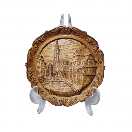 Деревянное панно, резная объемная картина "Страсбург", 14 x 1,5 см, Германия, 1950-60гг.