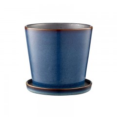 Bitz Bitz Gastro dark blue / black Blumentopf - Krautertopf mit Untertasse d: 14 cm / h: 12,5 cm Bitz Gastro темно-синий/черный цветочный горшок - горшок для трав с блюдцем d: 14 см / h: 12,5 см