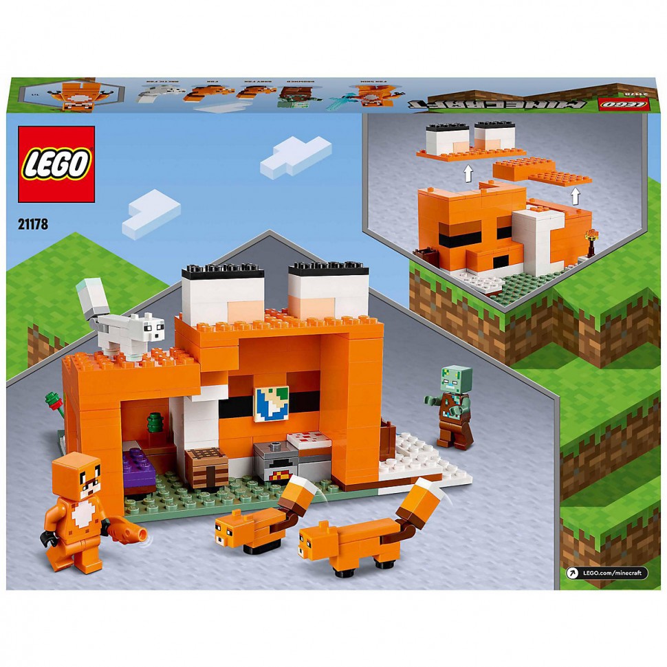 Купить LEGO Minecraft 21178 Die Fuchs-Lodge ЛЕГО Лисья хижина в  интернет-магазине Diskontshop.eu Германия всего за 3 259 руб. в