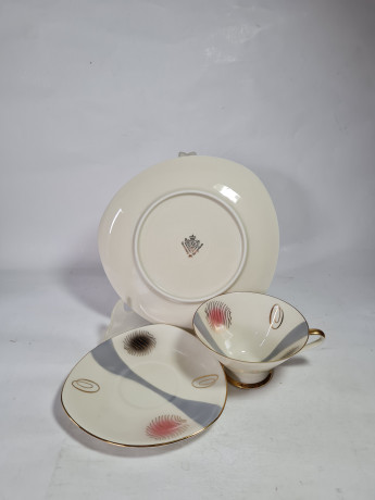 Чайное трио винтажное Weissen Stadt / DRW Bavaria с абстрактным декором, фарфор, Германия, 1970-80гг.