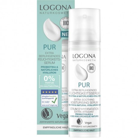 Logona Extra beruhigendes Feuchtigkeits-Serum mit Probiotika & naturlichem Hyaluron Успокаивающая увлажняющая сыворотка с пробиотиками и натуральной гиалуроновой кислотой