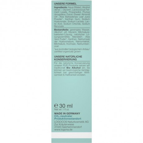 Logona Extra beruhigendes Feuchtigkeits-Serum mit Probiotika & naturlichem Hyaluron Успокаивающая увлажняющая сыворотка с пробиотиками и натуральной гиалуроновой кислотой