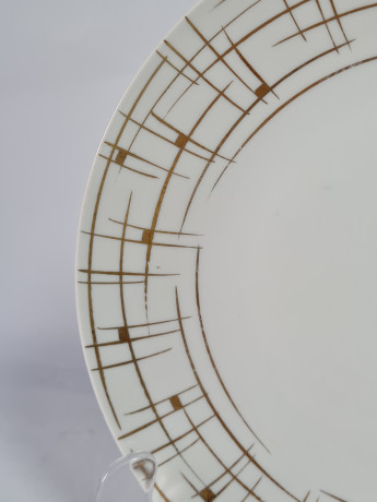 Чайное трио винтажное Kerze Symbol в бело-золотых оттенках, фарфор, Германия, 1960-70гг.