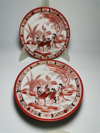 Japan porcelain, Японский Фарфор Набор из шести коллекционных тарелок "Гейши", 17см х 2см