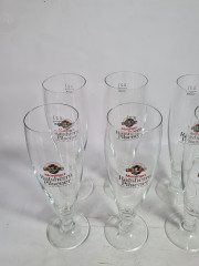 Немецкие бокалы пивные винтажные Moninger / Ratsherrn Pilsener, стекло, 6 шт., 0.2 л, 20 см, Германия, 1980-90гг.