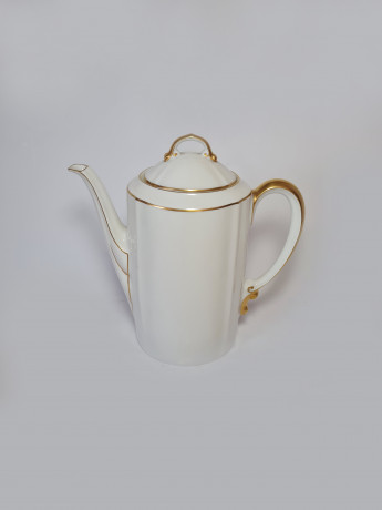 Mitterteich Набор чайный: чайник, молочник, сахарница, белый фарфор с позолоченным ободком, Германия, 1960-70гг.