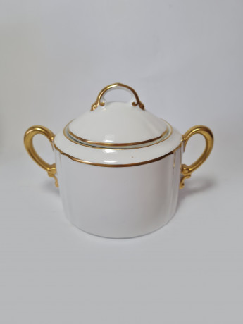 Mitterteich Набор чайный: чайник, молочник, сахарница, белый фарфор с позолоченным ободком, Германия, 1960-70гг.
