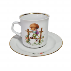 Чайная пара винтажная Rhon Porzellan, детская тематика, фарфор, Германия, 1980-90гг.