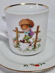 Чайная пара винтажная Rhon Porzellan, детская тематика, фарфор, Германия, 1980-90гг.