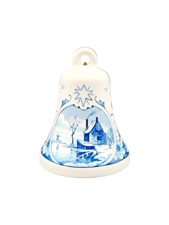 Колокольчик винтажный Delfts Holland "Зима", фарфор, 10 х 7 см, Голландия, 1992 год.