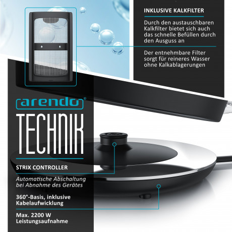 Arendo Arendo Wasserkocher, 1,7 l, 2200 W, Edelstahl Retro Style Vintage, LED Temperaturanzeige, kupfer, Vintage Retro Style Edelstahl-Teekessel im Kupfer Design mit Displayanzeige  Чайник Arendo, 1,7 л, 2200 Вт, нержавеющая сталь, винтажный ретро-стиль, 