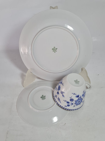 Чайное трио винтажное Seltmann Weiden Bavaria в бело-синих тонах, фарфор, Германия, 1960-70гг.