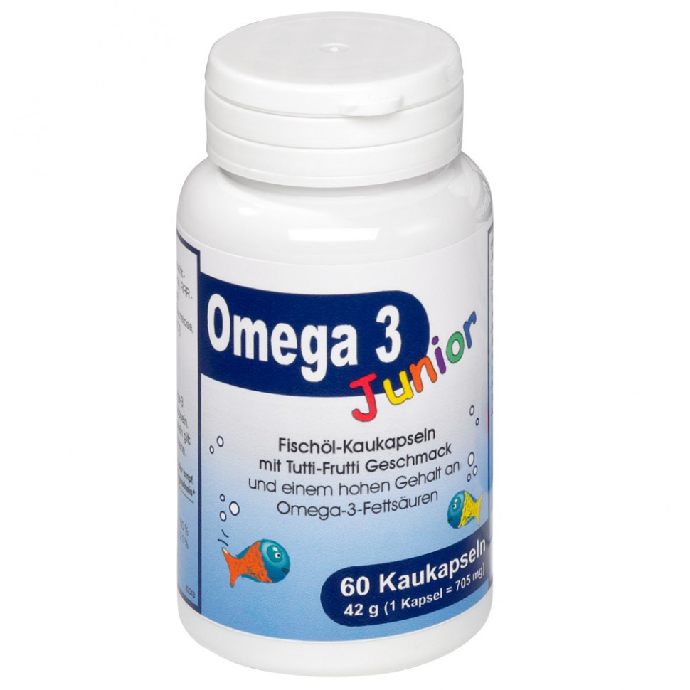 Omega (Омега) 3 Junior Fischol-Kaukapseln Омега-3 со вкусом тутти-фрутти для детей от 4-х лет, жевательные капсулы, 60 шт