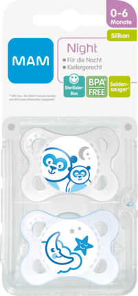 MAM MAM Night Силикон 0-6 Месяц ы, Blau, 2 шт