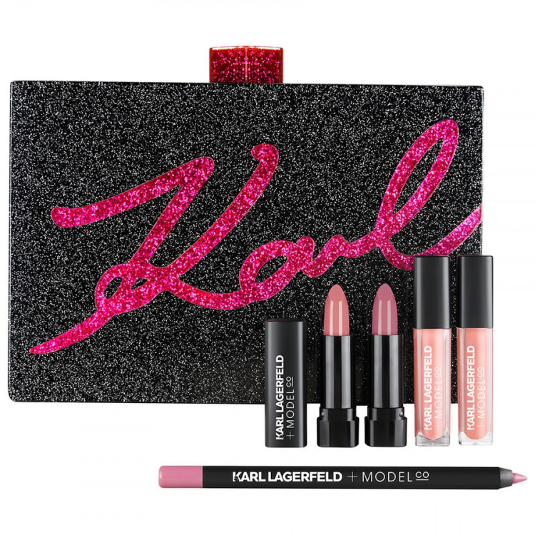 Karl Lagerfeld + ModelCo Karl Lagerfeld + Model Co Minaudiere with Mini Lip Kit Make-up Set Lippenstift, 1 шт.