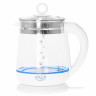 JUNG JUNG Wasserkocher ADLER AD1299 Wasserkocher Glas mit Temperatureinstellung Digital, 1.7 l, 2200 W, Glas mit Edelstahl, LED Beleuchtung Farbwechsel, 360° Basis Kettle Чайник JUNG ADLER AD1299, стеклянный чайник с цифровой регулировкой температуры, 1