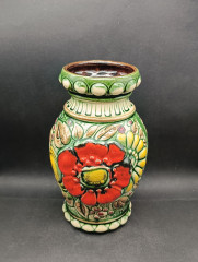 Ваза винтажная большая Scheurich, в ярких тонах, керамика, 25.5 см, Германия, 1970-80гг.