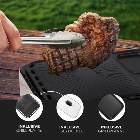 ZMC ZMC Gaskocher 2in1 Gas Kocher Campingkocher Grillplatte Gasgrill Outdoor Camping, (Gaskocher 2.1KW Outdoor Camping Kocher Kochfeld), Herd Tragbarer Tischgrill Grillpfanne+Transportkoffer Газовая плита ZMC, газовая плита 2-в-1, походная плита, гриль,