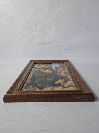 Картина винтажная "Почтальон" Spitzweg, деревянная рама, 24 x 37 см, Германия, 1960-70гг.