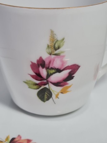 Кофейное трио винтажное GKC Bavaria / 74 er с сиреневым цветком, фарфор, Германия, 1960-70гг.