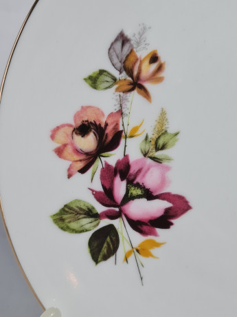 Кофейное трио винтажное GKC Bavaria / 74 er с сиреневым цветком, фарфор, Германия, 1960-70гг.