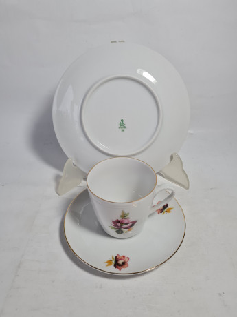 Кофейное трио винтажное GKC Bavaria / 74 er с сиреневым цветком, фарфор, Германия, 1960-70гг.