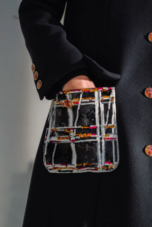 CHANEL Кашемировое Пальто с карманами, темно-синее