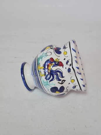 Ваза/кувшин винтажная с ручкой Dipunto A Mano, яркий "Петух" в сине-красно-желтых ярких цветах, ручная работа, 9,5 x 11,5 см, Италия, 1960-70гг.