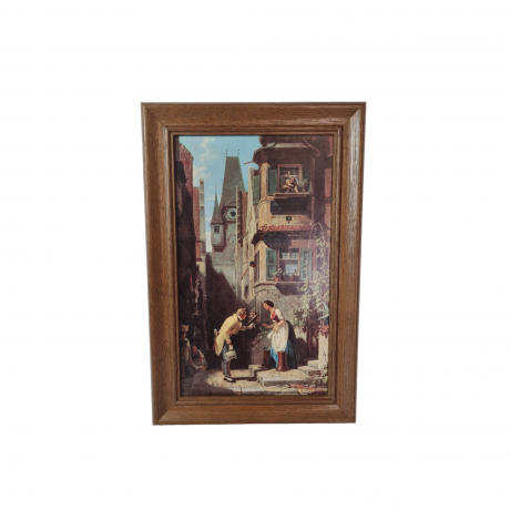 Картина винтажная "Жених" Spitzweg, деревянная рама, 24 x 37 см, Германия, 1960-70гг.