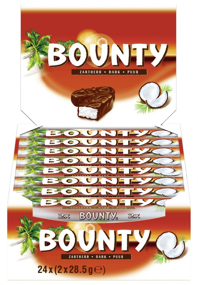 Купить Bounty (Баунти) Zartherb Schokolade, Горький шоколад с кокосом 24 шт. x 57 г в интернет-магазине Diskontshop.eu Германия всего за 2 825 руб. в
