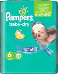 Pampers Baby-Dry Подгузники Размер 6 Экстра large 15+ kg, 22 шт