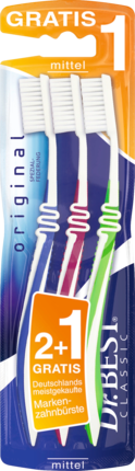 Dr. Best Zahnbuerste Original mittel  Зубная щетка Оригинальная средней мягкости 2+1, набор 3 шт