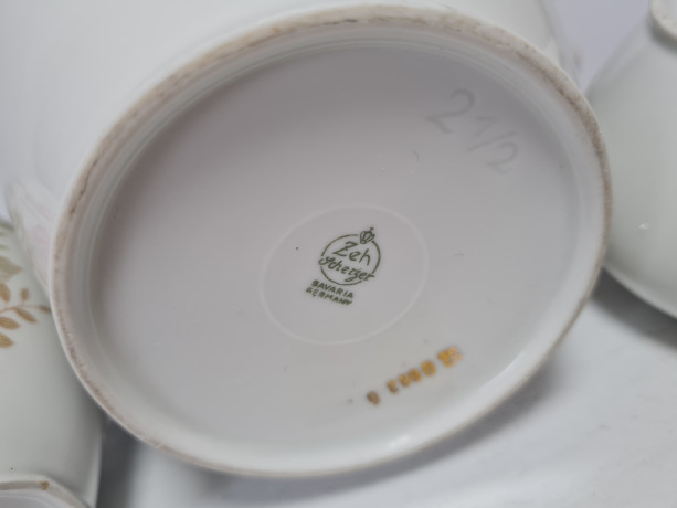 Zeh Scherzer Bavaria Фарфоровый набор для чая "Розовые цветы": Чайник, сахарница, молочник, Германия, 1960-70гг.