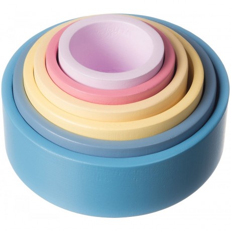 mamabrum Holz Schalchenset Regenbogen Cups Blocke fur Kleinkinder-Stacking Wurfel Набор деревянных чашек Радужные кубики для кубиков для малышей