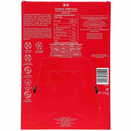 Lindt Frohes Fest Tisch Adventskalender 115g, Линдт Адвент календарь 2025, 24 сладких сюрприза, 115 грамм