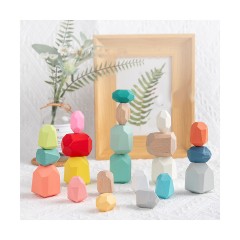 TOPMELON Blocke 22 bunte Regenbogen-Stapelblocke aus Holz Соберите 22 разноцветных деревянных радужных блока для укладки.