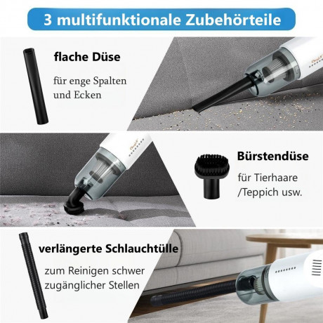 CkeyiN CkeyiN Akku-Handstaubsauger 2 Saugstufen, multifunktionaler Staubsauger, 75,00 W, mit Beutel, 35 Min. Laufzeit, Mit 2 Saugkopfen und 1 Burste  Беспроводной ручной пылесос CkeyiN, 2 уровня всасывания, многофункциональный пылесос, 75,00 Вт, с мешком,