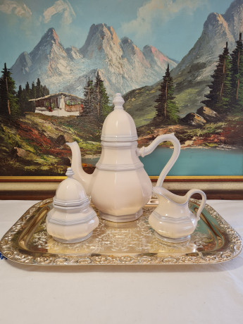 Набор для чая винтажный Leonardo Classic / Gallo Design, чайник, молочник, сахарница, фарфор, Германия, 1960-70гг.