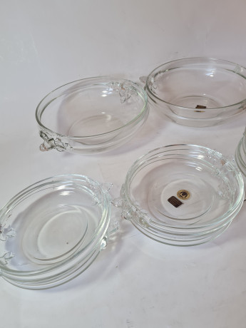 Original  Walther Glas Набор хрустальных тарелок, 7шт., 18 x 3,5 см и хрустальных мисок, 2шт., 26 x 7 см, Германия, 1960-70гг.