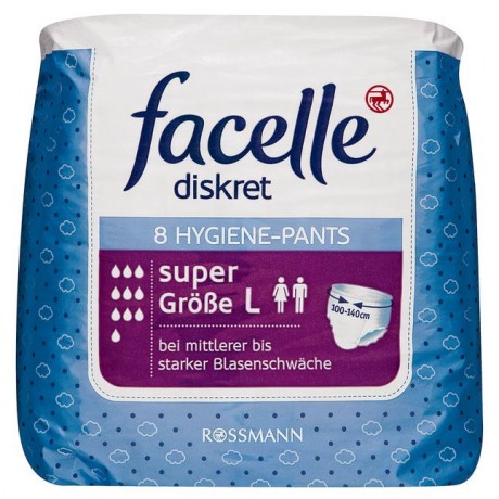 facelle diskret Hygiene-Pants Гигиенические подгузники для взрослых super, Размер L 8 шт.