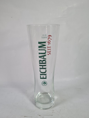 Немецкий бокал винтажный Eichbaum Ureich Pils. с зеленым логотипом, стекло, 0.5 л, 24 см, Германия, 1970-80гг.