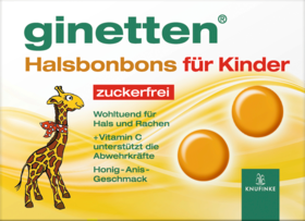 ginetten® Halsbonbons fr Kinder zuckerfrei Леденцы для горла для детей от 4-х лет, без сахара, 24 шт
