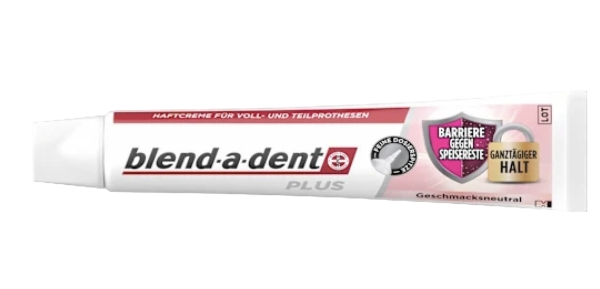blend-a-dent Haftcreme Plus Barriere gegen Speisereste geschmacksneutral, 40 g, Крем-клей для фиксации зубных протезов Plus Барьер против остатков пищи, без вкусовых добавок, 40 г
