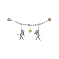 SindiBaba® Kinderwagenkette Affe CHARLIE gehakelt mit Rasseln Обезьянка-цепочка для коляски CHARLIE связана крючком с погремушками.